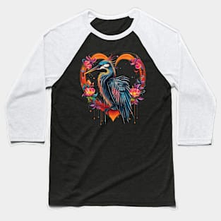 Heron Valentine Day Baseball T-Shirt